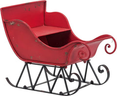 Christmas Sleigh Outdoor Decorations Large-sized Worn Red Metal Santa Sleigh Toy Decoration Gift Basket Winter Decorations Indoor Christmas Garden Santa Sleigh Decoration - 39 inches (Sleigh-L)