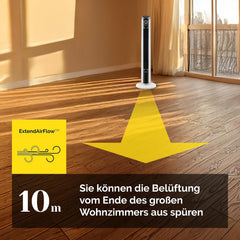 Yoer 29dB Leiser Turmventilator, Ionisator, 10 m Reichweite, Neigungswinkeleinstellung, 12 Geschwindigstufen, 4 Modi, 12 Std. Timer, 90° Oszillation,