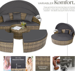tectake Lounge Muschel Sonneninsel Outdoor wetterfest, Gartenmuschel, Sonnenliege 2 Personen und mehr, multifunktionales Terrasse oder Balkon Möbel,