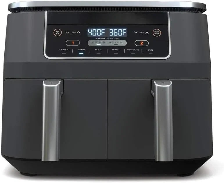 10 Quart 6-in-1 DualZone XL 2-Basket Air Fryer with 2 Independent Frying Baskets, Match Cook & Smart Finish to Roast, Broil, Dehydrate for Quick, Easy