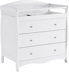 Changing Table Dresser Baby Diaper Changing Station Infant Nursing Table with 3 Drawers, Safety Rail & Strap for Bedroom, Nursery, White