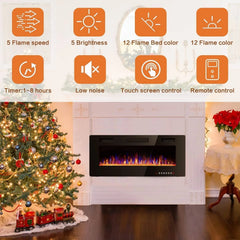 30-72 Inch Ultra-Thin Electric Fireplace, Linear Recessed Wall Mounted Fireplace with Remote Control