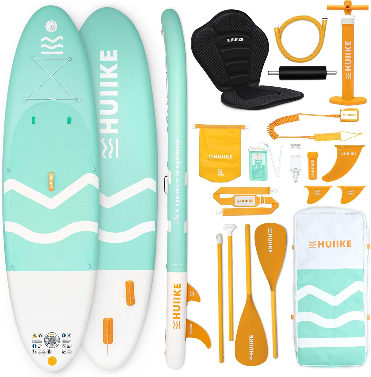HUIIKE Inflatable Paddle Board for Adults with Accessories Included, Oar, Fins, Pump. Stand Up Paddleboard Great Stability and Resistance. 10’ x 33" x