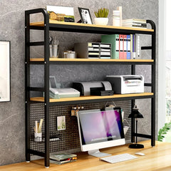Desktop Bookshelf Adjustable Desk Bookshelf Organizer Rack - Countertop Hutch Bookshelf, 3-Tier Bookshelf Desk Shelf, All Metal Desktop Bookcase for Computer Desk, for Home, Dorm, Office Supplies (Co