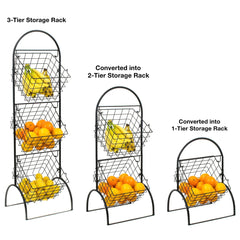 3 Tier Wall Mounted Storage Rack, Multi-Level Floating Shelf Organizer for Kitchen, Bathroom, Bedroom and Home Storage