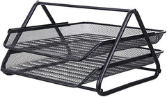 Metal Mesh 2 Tier Document Letter Tray Desk Organizer File Holder Magazine Notebook Organizer Office Supplies