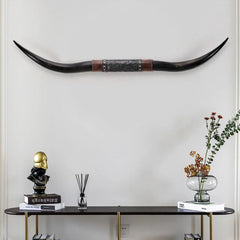 70" Long Horn Bull Horns, Longhorn Skull Wall Decor, Faux Taxidermy, Rustic Animal Head Wall Art, Living Room Decor