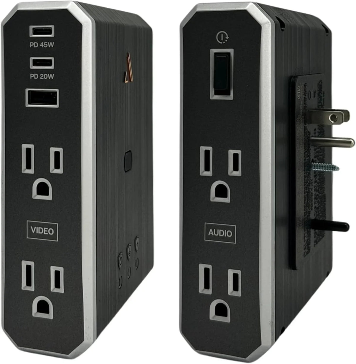 Austere VII Series Wall Power, 4 Outlets Surge Protector Power Strip, 2 USB C & 1 USB A, 2.4 amps, 45W & 20W Power Delivery | 3500 Joules, EMI/RFI Filtering, 6 Year Component Guarantee