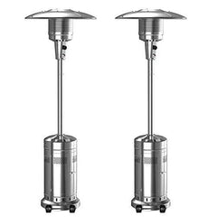 2-Pack 48,000 BTU Propane Patio Heaters with Wheels, Stainless Steel, Silver