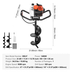 52cc 1450W Auger Post Hole Digger