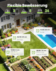 RAINPOINT Bewässerungscomputer WLAN mit 4 Ausgängen, Messing Ein- und Ausgang, Bewässerungsuhr 4 Zonen mit wetter- & bodenbasierter Steuerung, App- &