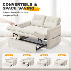 YOUDENOVA Sofá Cama 3 en 1, Sillón Cama multifunción, Sofá reclinable con Respaldo Regulable en 5 Posiciones, Sofá Cama para 2 Personas con Mesa y