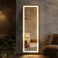 64 x 21 Inch Full Length LED Floor Mirror with Stand, Full Body Wall Mounted Mirror