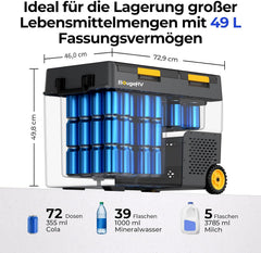 BougeRV CRD2 V2.0 Kompressor Kühlbox 49L mit Gefrierfach Doppeltür Dualzonen Kühlbox Auto mit Rollen & Griff 12V/24V 230V Camping Kühlschrank