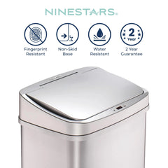 13 Gallon Touchless Motion Sensor Trash Can, Automatic Hands-Free Kitchen Garbage Bin with Sensor Lid