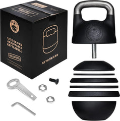 Adjustable Kettlebell Set [Bells of Steel] Kettle Bell Weight Set, Steel Shell, Internally-Loaded for Full Body Workouts, Competition Standard 35mm Handle, 12-20.5kg