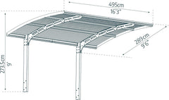 Canopia by Palram Carport Arizona 5000 en policarbonato, Aluminio Robusto e Inoxidable Que Protege el Coche de la luz Solar