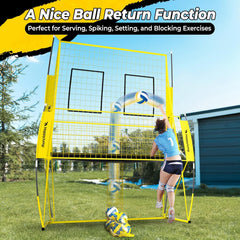 Adjustable volleyball training net equipment system (8x11 feet), suitable for adult outdoor or indoor volleyball practice, equipped with volleyball.