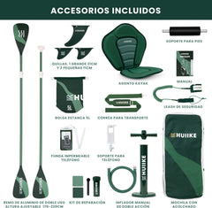HUIIKE Tabla Paddle Surf Hinchable con Accesorios Incluidos, Remo, Quillas, Inflador. Stand Up Paddle Board Gran Estabilidad y Resistencia. 305 x 84 x