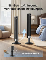 DREO Smart 102–114cm Turmventilator fürs Schlafzimmer, Höhenverstellbar, 8.4m/s, DC-Motor, 9 Stufen, 4 Modi, 90°-Oszillation, Standventilator, 20dB