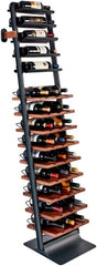 Inclined trapezoidal wine rack - 37 wall-mounted wine storage display shelves - Mango wood and metal combined bar cabinet wine shelves - Modern kitchen and dining room decoration organizing furniture