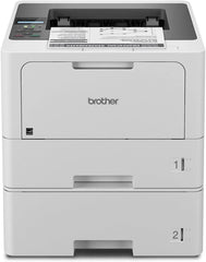 Business single-color laser printer, equipped with dual paper trays, wireless network and gigabit Ethernet connection, double-sided printing, large-capacity paper storage and mobile printing function, white model