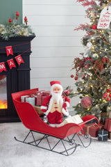 Christmas Sleigh Outdoor Decorations Large-sized Worn Red Metal Santa Sleigh Toy Decoration Gift Basket Winter Decorations Indoor Christmas Garden Santa Sleigh Decoration - 39 inches (Sleigh-L)