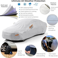 10-Layer Waterproof Car Cover, All Weather Vehicle Protection Cover