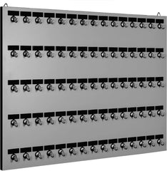 Metal key rack, equipped with 75 metal hooks fixed by bolts
