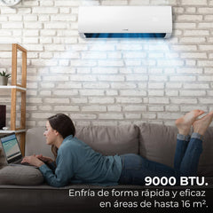 Cecotec Aire Acondicionado Split AirClima 9000 Smartfresh. 9000 BTU, Motor DC, Bomba de Calor, Mando a distancia, Pantalla LED, Sistema Inverter, 5