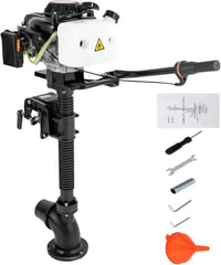 4 Stroke Outboard Motor, 4HP Heavy Duty Fishing Boat Engine with Wind Cooling CDI System, 55CC Jet Pump Boat Engine for Fishing Boats, Rubber Boats,