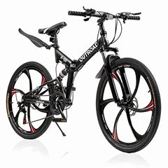 26-Inch Folding Mountain Bike for Adults, 21-Speed, Dual Suspension