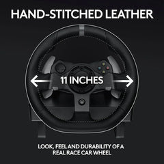 Drive Force racing car steering wheel and pedals, real force feedback function, stainless steel shift paddles, leather steering wheel cover suitable for Xbox Series X|S, Xbox One, PC and Mac - Black