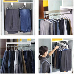Floor-Standing Solid Wood Rotating Coat Rack，Adjustable Steel Clothes Rail - Extendable 30-80cm Garment Organizer for Closet Storage, Heavy-Duty 25kg Load Capacity, Space-Saving Hanger Rack