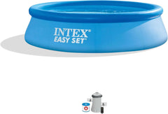 28167EH Easy Set Inflatable Swimming Pool Set: 15ft x 48in – Includes 1000 GPH Cartridge Filter Pump – Removable Ladder – Pool Cover – Ground Cloth