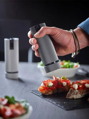 Double-flavor spice grinder Salt grinder - Electric rechargeable series u'Select 15 cm - Pepper grains Salt gem set - 6 preset flour settings