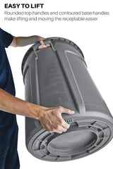 Heavy-duty round trash can / dumpster, 20-gallon capacity, white, suitable for outdoor garbage containers in places such as garden workers / construction workers / restaurants / backyards / offices / storage areas, 6 pieces per set.