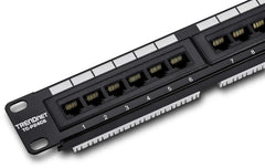 A management-type power distribution device with 6 output ports, model TPI-06, rack-mounted power distribution unit, equipped with 1 NEMA 5-15R bypass power socket, 1 gigabit RJ-45 interface, featuring overload protection and surge protection functio