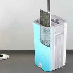 A handless flat mop set, suitable for household cleaning, with a mop bucket that can be used for both dry and wet cleaning.