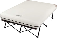 Camping bed, inflatable mattress and air pump set | Foldable camping bed and inflatable bed, equipped with side table and battery-powered air pump