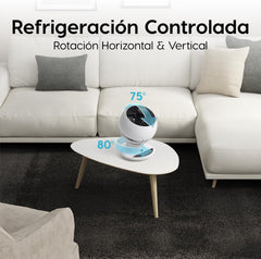 Iris Ohyama Woozoo, 30m², Ventilador de mesa, Blanco, 5 velocidades, Mando a distancia, Oscilación multidireccional, Silencioso, Potente, Escritorio,