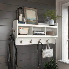 40 Inch Wall Mounted Coat Rack with Shelf, Wooden Entryway Storage and Hanging Organizer