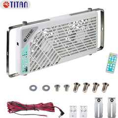 TITAN Leiser Dachventilator, 12 V Gleichstrom, 140 mm, doppelt, wendbar, Dachfensterventilator mit kabelloser Steuerung für Wohnmobil, Wohnmobil, TTC-