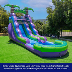 2025 HeroKiddo Resbaladilla Acuática Inflable de Grado Comercial de 16' con Piscina Adjacente para Niños y Adultos (con Ventilador), Uso Mojado y Seco