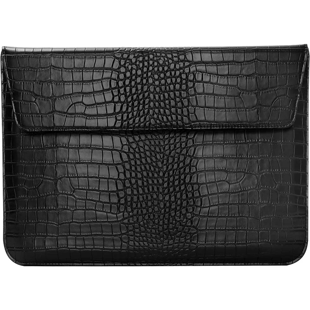 Black Faux Crocodile Laptop Sleeve Case