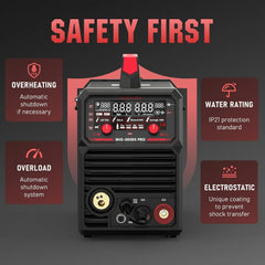 MIG Welder,110V Flux Core Welder Flux Core MIG/Lift TIG/Stick 3-in-1 Large LED Digital Display Welding Machine IGBT Inverter Welder FLUX-135PRO