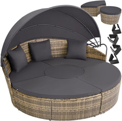 tectake Lounge Muschel Sonneninsel Outdoor wetterfest, Gartenmuschel, Sonnenliege 2 Personen und mehr, multifunktionales Terrasse oder Balkon Möbel,