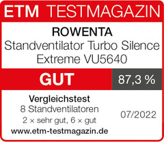 Rowenta Turbo Silence Standventilator, 45 dB(A), 72 m³/min Luftstrom, 4 Geschwindigkeiten, Silent Night & Turbo Boost, 120° Oszillation,