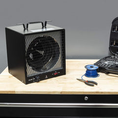 240v Portable Electric Garage Heater, Industrial Strength with Internal Thermostat and Carrying Handle, Heats 600 sq. ft. with 6-30R Plug, Perfect for Garages, Workshops and More