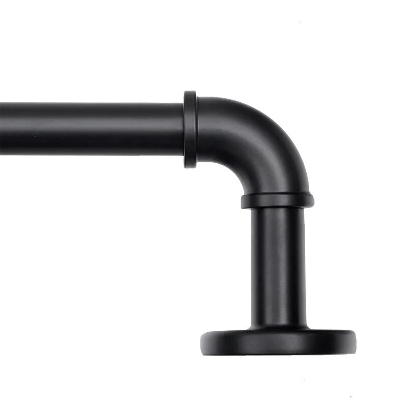 1 Inch Industrial Curtain Rods for Windows, Blackout Wrap-Around Rods, Rustic Matte Black